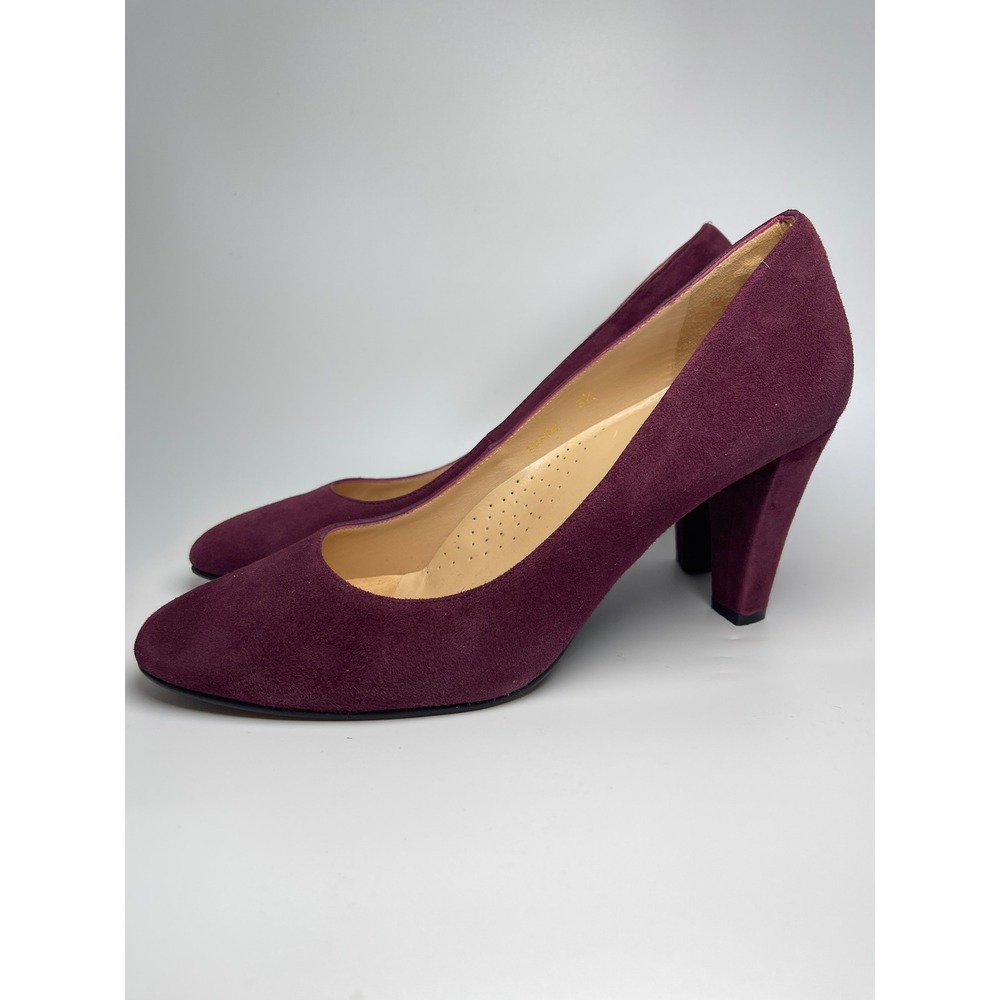 Ukies Marine Pumps Womens 8.5 Burgundy Suede Round Toe Block Heel Shoes